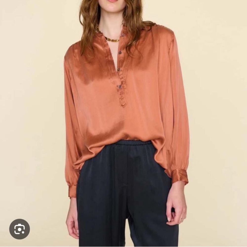 NWT Xirena Greer Elegant Women's Satin Blouse - Rust - Picture 1 of 6
